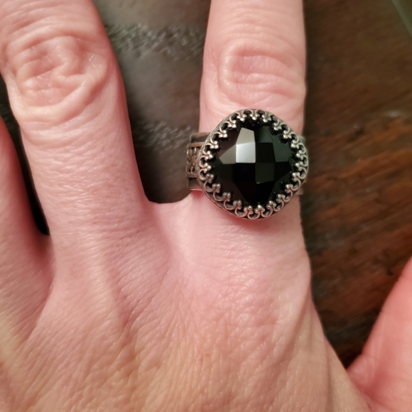 Gem Heaven sterling silver witchy black gemstone ring ooak artisan gothic - Picture 11 of 11